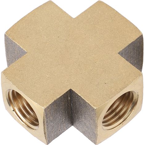 Raccord de tuyau en laiton à 4 voies, filetage femelle 1/8 pouces, adaptateur métallique universel pour vide, carburant, Air, eau, huile, gaz.
