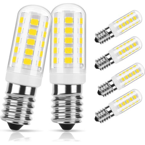 Bombilla LED regulable E14, bombilla LED de base de rosca pequeña para campana extractora y frigorífico, luz blanca fría 6000K, 2,5W equivalente a lámparas halógenas de 30W, 300LM, 6 unidades [Clase e (1/4)