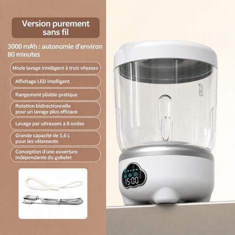 Mini lave-linge portable format gobelet de lavage seul blanc réf 1290 155 × 145 × 227 cm 200 g – Livraison gratuite