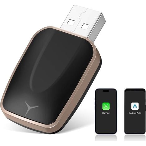 Adattatore CarPlay wireless per Android Auto, piccolo dongle auto da cablato a wireless, USB verso cavo USB-C, scatola adattatore CarPlay automatica compatibile. (1/5)