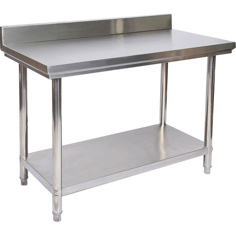 Mesa de trabajo de acero inoxidable con borde protector 100 x 60 cm 160002501