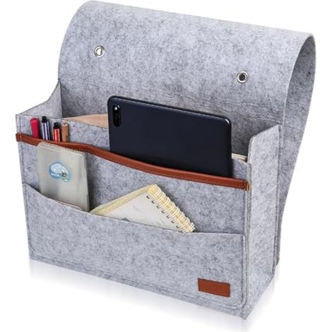 Organisateur de lit suspendu - Solution de rangement pour lit en gris clair pour chambre à coucher et dortoir (1/4)