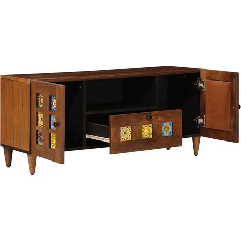 Meuble TV Noyer 105 x 33 x 46 cm Bois de mangue massif (1/5)