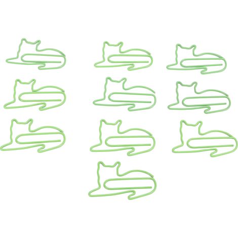 Lot de 100 trombones en forme de chat cyan, en métal, finition électroplaquée, pour le classement de documents. (1/5)