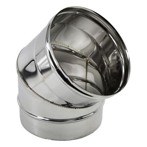 CURVA 45 GRADI IN ACCIAIO INOX AISI 304 PER CANNA FUMARIA STUFA A PELLET 100 mm