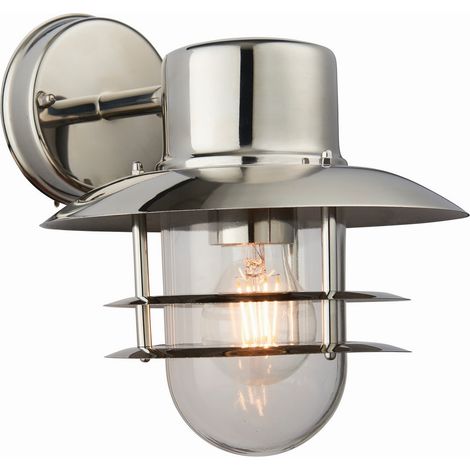 Endon Jenson - 1 Luce da esterno da parete in acciaio inox lucido, vetro IP44, attacco E27