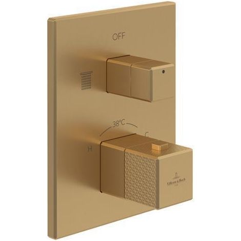 Thermostat encastré VB à double régulation Mettlach 150x190x129mm Or brossé