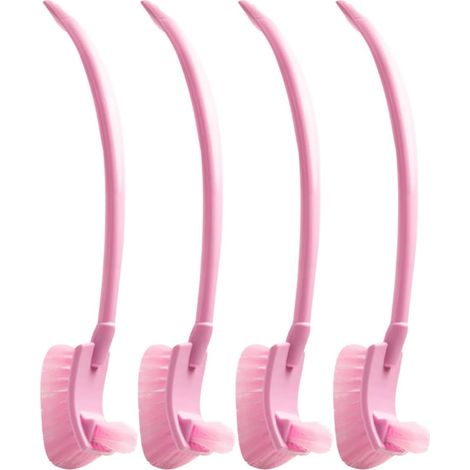 4 brosses WC, PP, rose/couleur aléatoire, long manche, support (1/5)