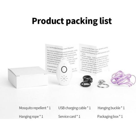 Répulsif Anti-moustiques - Ultrasons - Rechargeable USB - Portable - Extérieur - 1 Pièce (1/3)