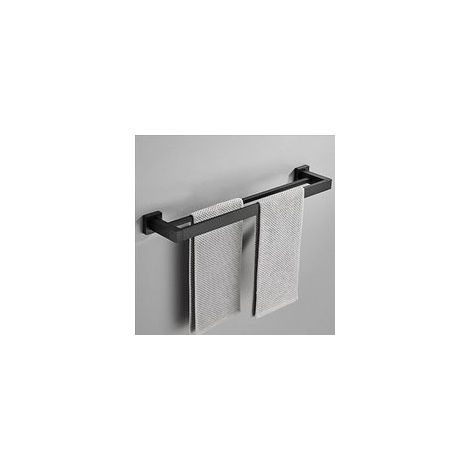 Porte-serviettes mural autocollant en aluminium, noir, sans perçage, pour cuisine et salle de bain (1/5)