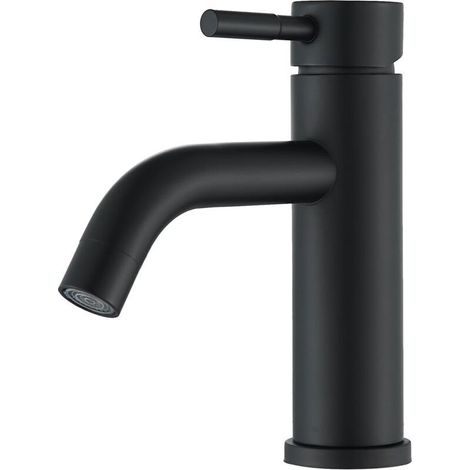 Robinet de Salle de Bain Mitigeur de Lavabo Monocommande, Robinet de Lavabo Réglable Chaud et Froid Aérateur Démontable, Noir (1/4)
