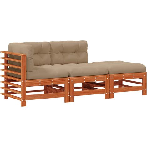 Garden Lounge Set 3 pcs Wax Brown Solid Pine Wood vidaXL