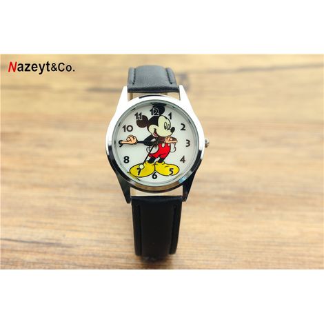 Horloge analogique rétro Mickey Mouse noire et dorée (1/3)