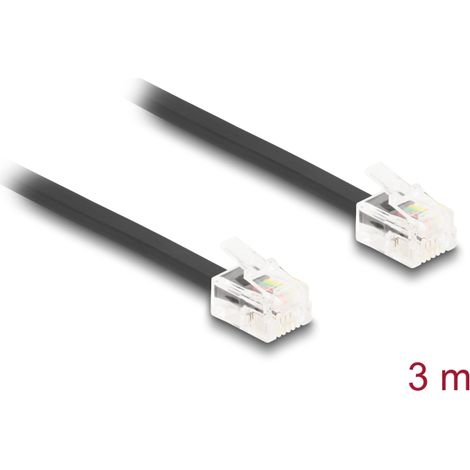 Delock Telefonkabel RJ11 Stecker zu RJ11 Stecker schwarz 3 m