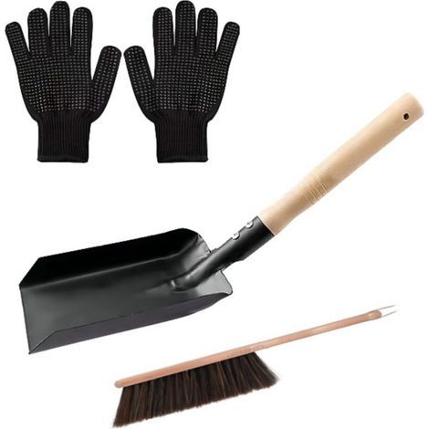 Ensemble de Nettoyage de Cheminée, Pelle et Brosse avec Gants en Silicone, Outils de Cheminée Pratiques (1/3)