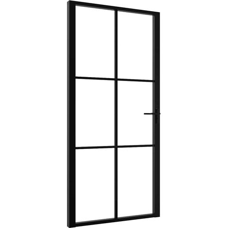 Porte intérieure Verre ESG et aluminium 102,5x201,5 cm Noir