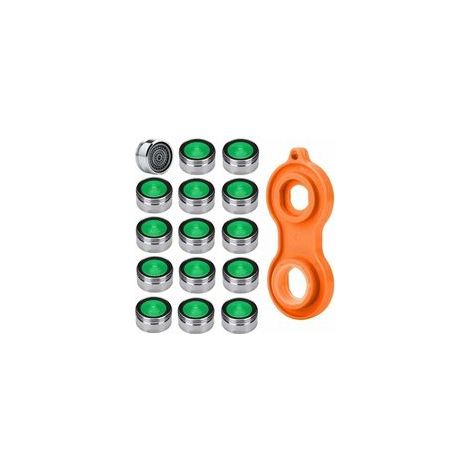 15 aireadores de grifo M24 ahorradores de agua, material de latón cromado de alta calidad + 1 aireador de grifo universal