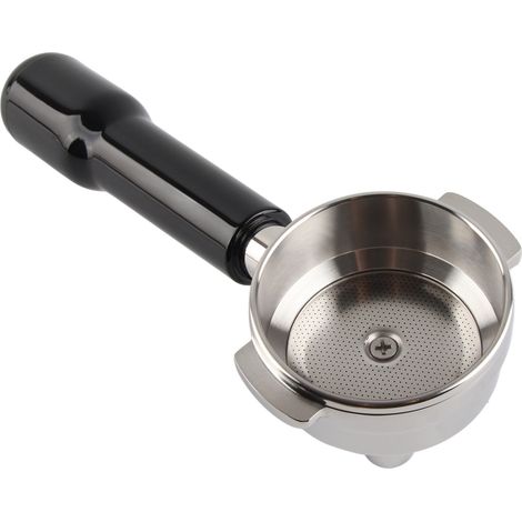 58-mm-Kaffeefilterhalter, Einzelauslauf, feines Edelstahlgewebe, abnehmbarer Komfortgriff, schwarzes Kaffeemaschinenzubehör (1/5)
