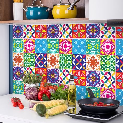 Sticker Mural Carrelage adhésif Cuisine Salle de Bain - 9 STICKERS CARRELAGES AZULEJOS LIDWINA - 9stickers10x10cm (1/5)