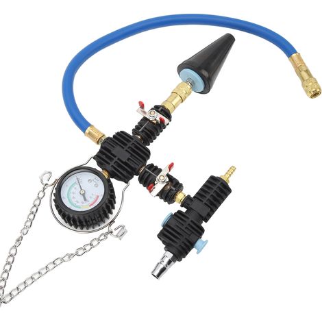 Kit de remplissage de liquide de refroidissement 90psi, manomètre précis, tuyau flexible, testeur de pression de radiateur universel pour véhicules (1/5)