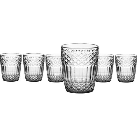TRADE SHOP - Set Di 6pz Bicchieri In Vetro Da 30 Cl Con Elegante Design Decorativo Effetto Intagliato - (1/3)