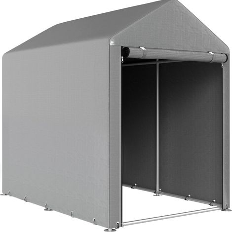 CHICFURN Casetta da giardino 179x120x165 cm acciaio zincato grigio chiaro porta con zip (1/5)