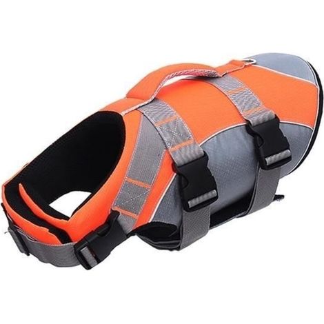 (Orange / M) Reflektierende Hundeschwimmweste, Sommerbekleidung für kleine und mittelgroße Hunde, Hundegeschirr
