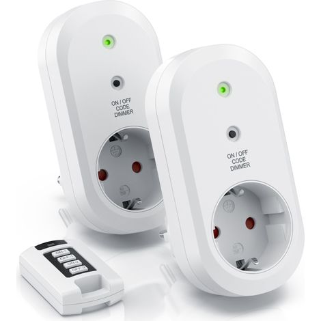 BEARWARE Dimmbare Funksteckdosen - Set mit Fernbedienung - 2er Set für den Innenbereich Indoor + 1 Fernbedienung - Steckdose (1/5)