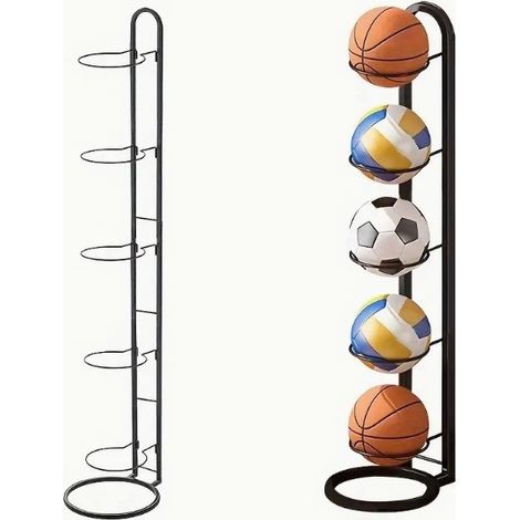 supporto per 5 palle scaffale organizzatore conservazione palle verticale nero (1/5)
