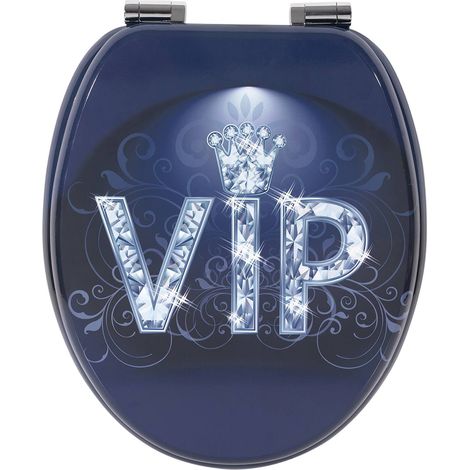 WOLTU Copriwater Universale in Legno Sedile WC Coperchio Tavoletta Copri WC Vip Argento