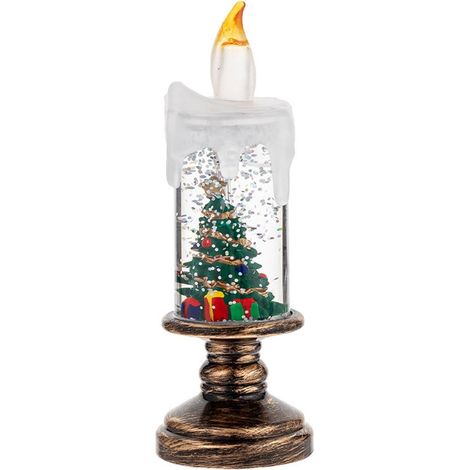 Candele natalizie senza fiamma，Effetto palla di neve con paillettes scintillanti (albero di Natale) (1/5)