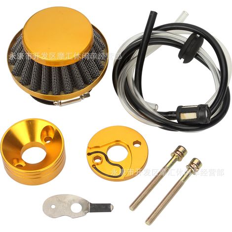 Gold Mini Motorcycle Modification 47/49cc 40-5 Air Filter CNC Intake Pipe and Oil Pipe Complete Set (1/4)