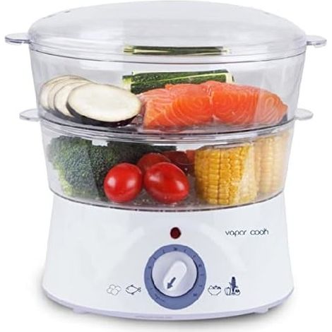Cuiseur vapeur à 2 récipients et un récipient spécial pour le riz. Capacité 5 litres, 400W