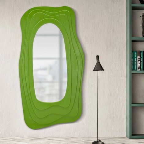 Miroir Tiete, Verre miroité, Objet d'ameublement Mural, Décoration avec Miroir, 90x4 h165 cm, Vert (1/5)
