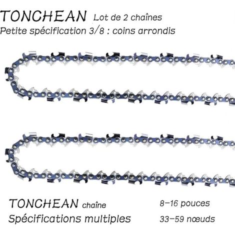Guide Et Chane Trononneuse 3/8"LP 42 Maillons 10 Pouces Lame 21 Sections Faible Rebond Coins Arrondis Lot De 2 (1/4)