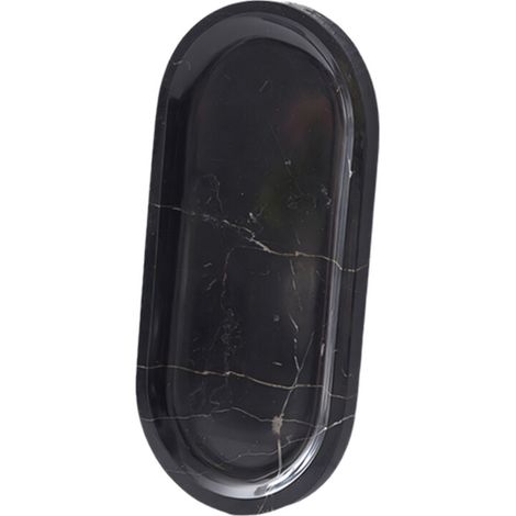 Elegante vassoio portagioie in marmo naturale - Nero 25x12 cm