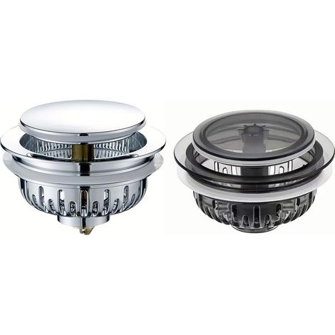 Up-Waschbeckenablauf für Küche, Bad, Dusche – Kupfer-ABS-Verstopfungsfilter mit schnellem Abfluss, 90 x 65 mm – Silber (1/5)