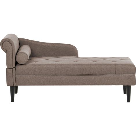 Linksseitige Chaiselongue YVOIRE Stoff Taupe