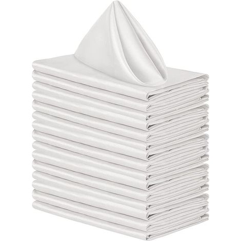 12 servilletas de satén de lujo (30x30 cm), Decoración de mesa de poliéster brillante, cenas, hoteles y hostelería, Cuadradas, Azul marino (1/5)