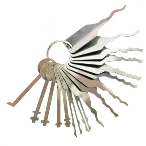16 Outils crochetage, Acier inoxydable, Design porte-clés, Serrures voiture et armoires