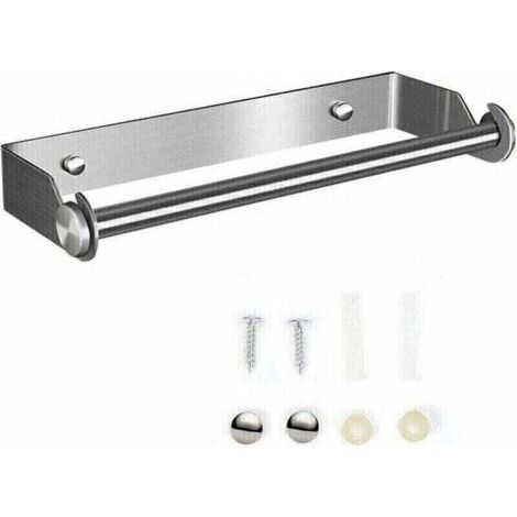 Papierhandtuchhalter, Papierhandtuchhalter, Wand-Papierhandtuchhalter, Papierhandtuch- und Filmspender aus Aluminiumfolie, Wand-Papierhandtuchhalter, Küchenpapierhandtuchrollenhalter (Silber) - T