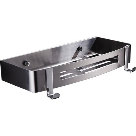 Panier de Douche en Acier Inoxydable - Étagère Baignoire Salle de Bains Bac Support Tablette Coin Murale (1 étage, Acier Inoxydable (Brossé)) (1/4)
