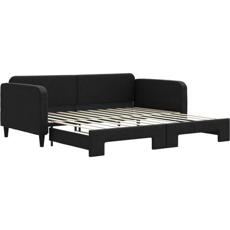 Maison Exclusive - Lit de jour avec gigogne sans matelas noir 100x200 cm