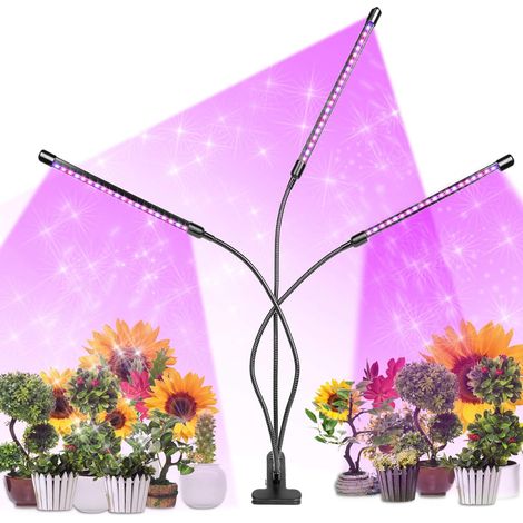 Lampe horticole à spectre complet, 60 LED, éclairage de croissance à 3 têtes, avec minuterie automatique. (1/5)