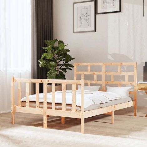 Bed Frame Pine Solid Pine Wood Double Durable Bed Frame vidaXL (1/5)