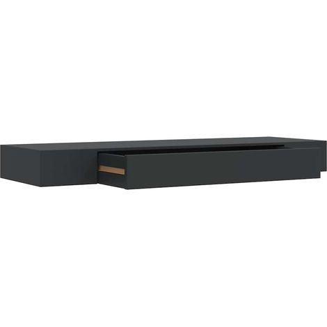 Maison Exclusive - Schweberegal mit Schublade Schwarz 80x25x8 cm