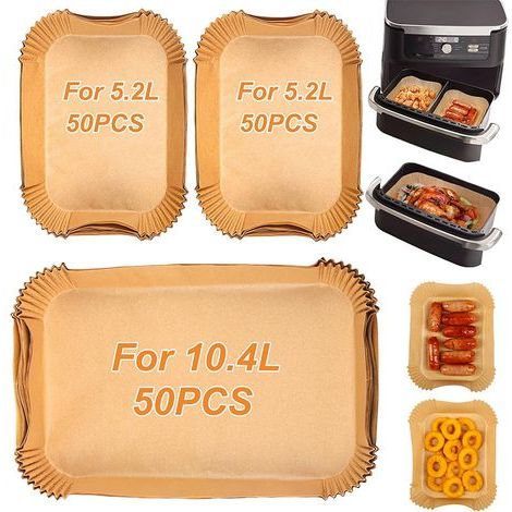 Baking paper for Ninja Flex Drawer Dual Zone AF500EU 10.4 L hot air fryer, accessories for Ninja Foodi AF500EU AF500EUCP air fryer, also compatible with Cecotec Dual 9000 9 L, (1/5)