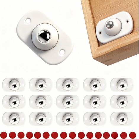 Lot de 16 mini roulettes auto-adhésives pivotantes à 360°, idéales pour les petits appareils électroménagers, blanches.