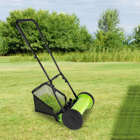 Tondeuse à gazon manuelle de 30,5 cm, avec panier collecteur d'herbe de 23 l, 5 lames, hauteur réglable de 12 à 45 mm, tondeuse à gazon, tondeuse à gazon manuelle pour jardin (1/5)