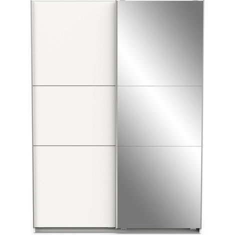armadio 2 ante scorrevoli "ghost" con specchio bianco 148x59,9x203 cm (1/5)